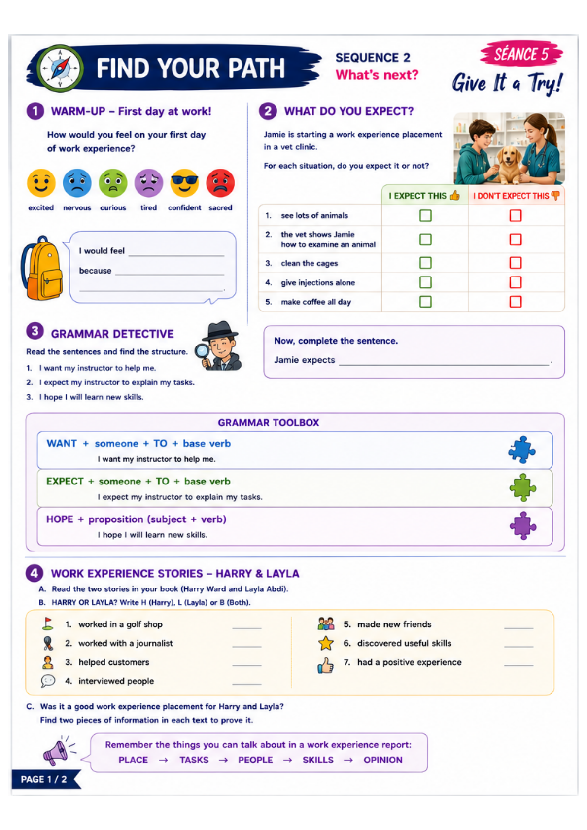 Student sheet page 1