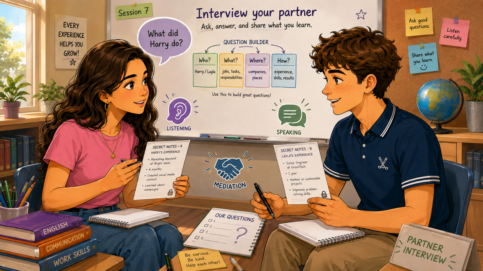 Harry and Layla interviewing each other