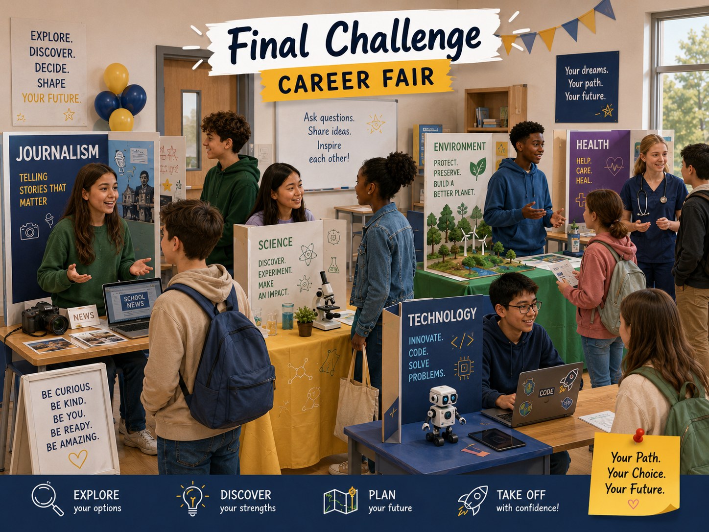 Final Challenge Career Fair – students presenting career ideas